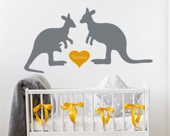 Kangaroos with Customised Name Wall Decal For Nursery